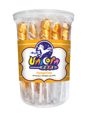 Mini Unicorn Pops Spiral Twist Tangerine 6.5" Lollipop 24ct